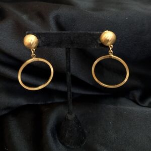 Monet Textured Gold Circle Earrings